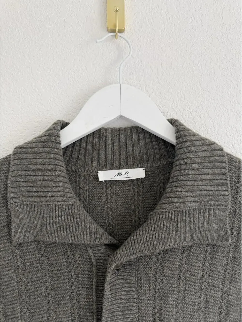 Mr. P Men’s Large MSRP $385 Wolly Open Knit Wool Open Wool Cardigan Deep Green